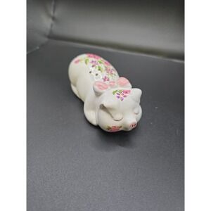 Pig Porcelain Potpourri Holder hand painted Floral PIG made in Brazil Vintage